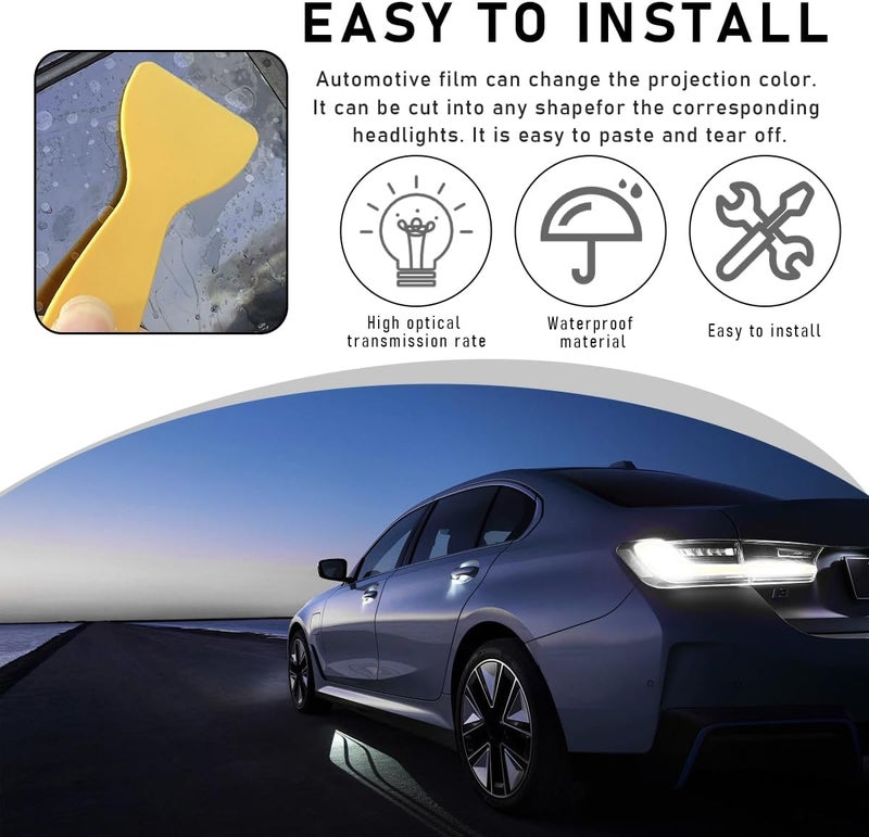 Wevdn Car Light Tint Film, 46.8" × 11.8" Extra-Wide Waterproof Headlight Taillight Tint Wrap Roll, Self Adhesive Film Sticker Sheet for Car Headlight Tail Lights with Squeegee+Cutter (Transparent) - Image 5